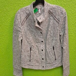Free People Textured Gray Utility Jacket